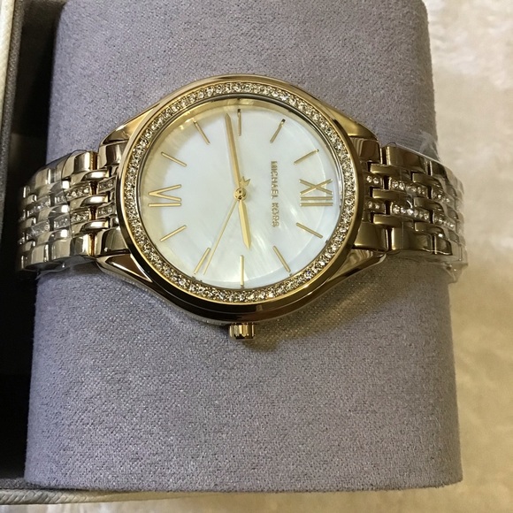 Michael kors mk7078 Mindy Three-Hand Gold-Tone Steel mother of pearl dial Watch - Picture 2 of 6